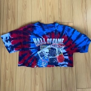 Hall of Fame Tie Dye Crop Graphic Tee - Sz Medium